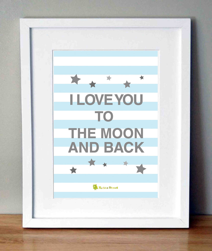 Plakat med citat - I love you to the moon and back